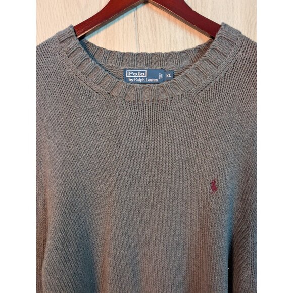 Polo Ralph Lauren Men’s Cotton Crew Neck Gray Sweater Size XL Preppy - Picture 2 of 6